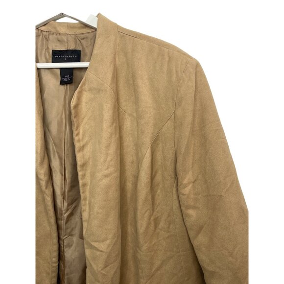 Investments Faux Suede Open Front Blazer Size 20W Tan - Picture 3 of 12
